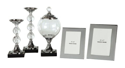 Diella Silver Finish Accessory Set (5/CN) - WCC Furniture & Mattress Center Lafayette & Lake Charles