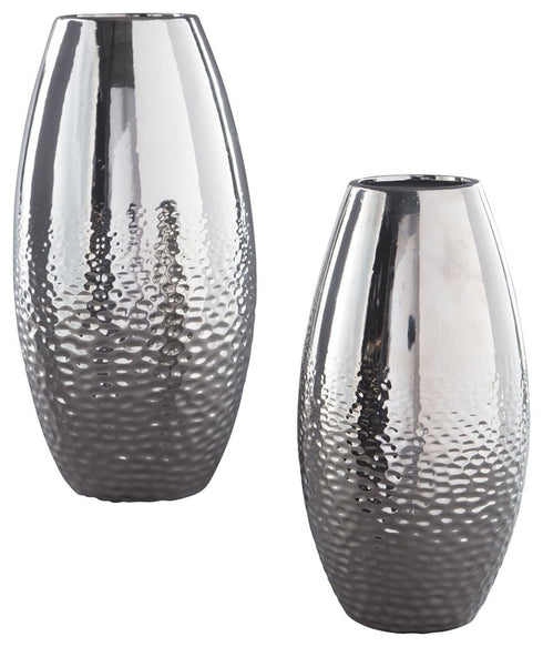 Dinesh Silver Finish Vase Set (2/CN) - WCC Furniture & Mattress Center Lafayette & Lake Charles