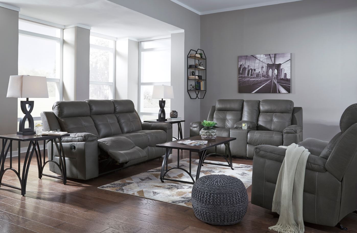 Jesolo Dark Gray Reclining Sofa/Couch