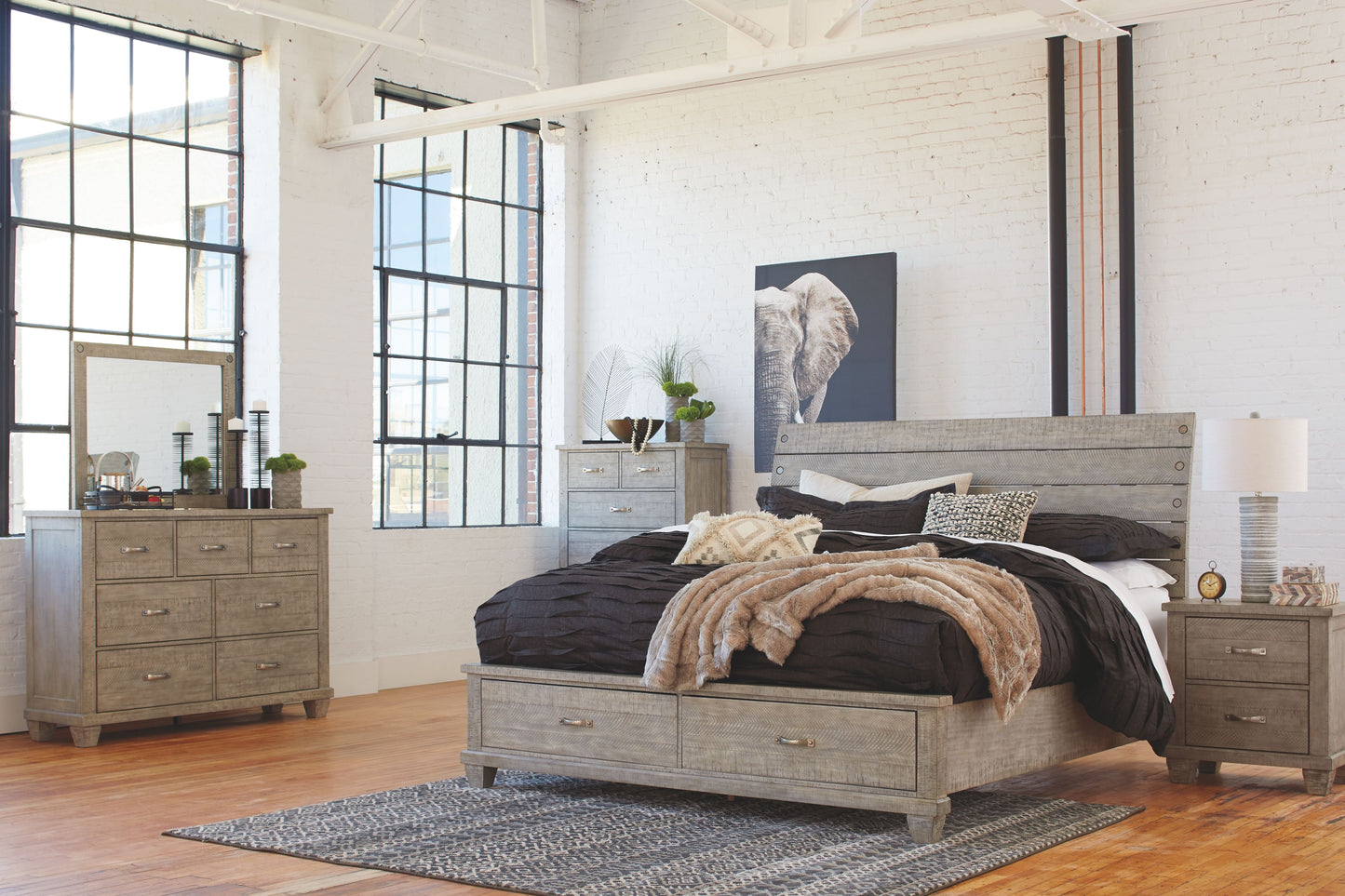 Naydell Rustic Gray Five Drawer Chest
