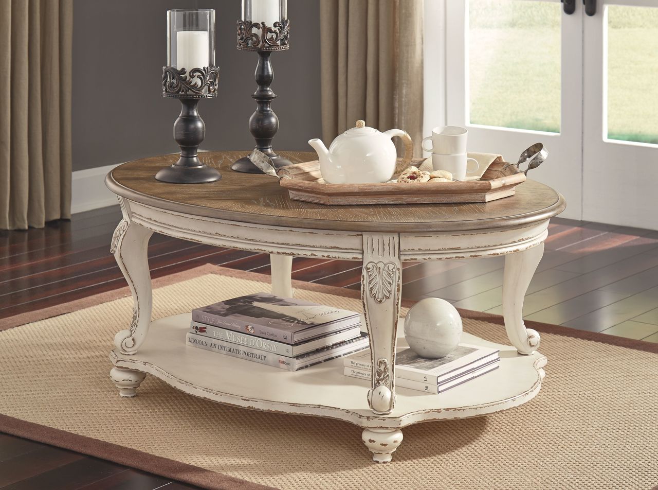 Realyn White/Brown Cocktail Table