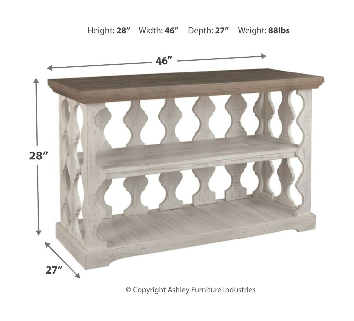 Havalance Gray/White Console Sofa/Couch Table