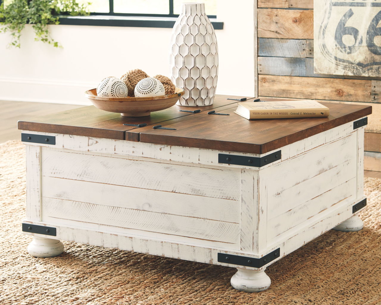 Wystfield White/Brown Cocktail Table with Storage