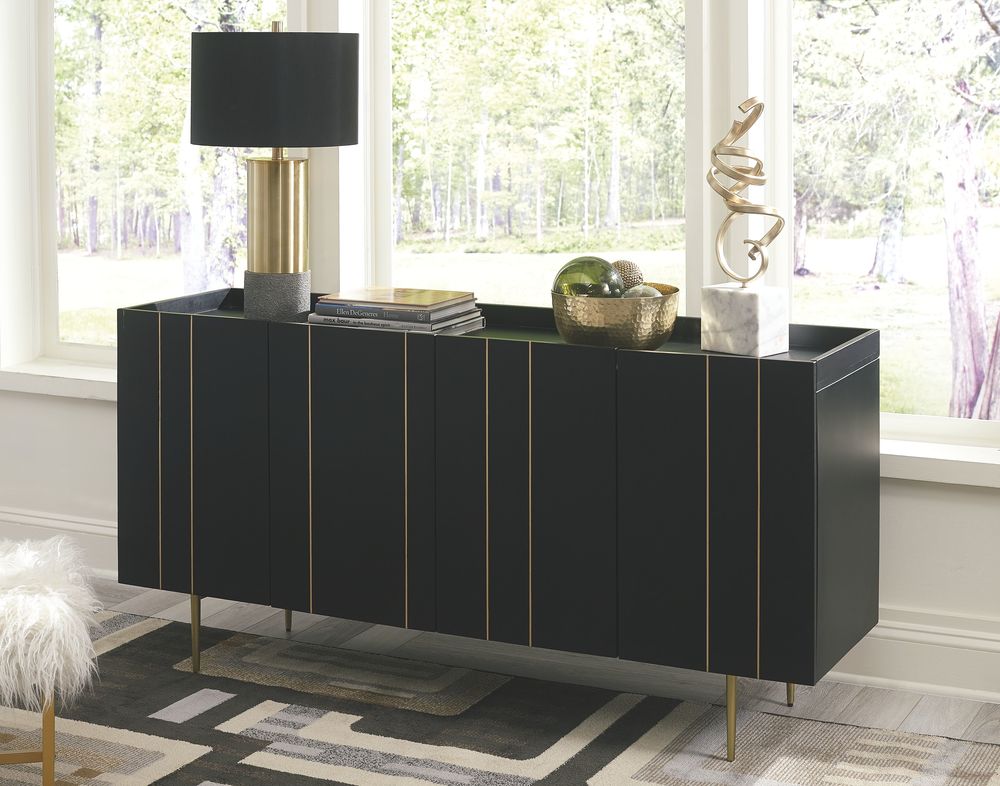 Brentburn Black/Gold Finish Accent Cabinet