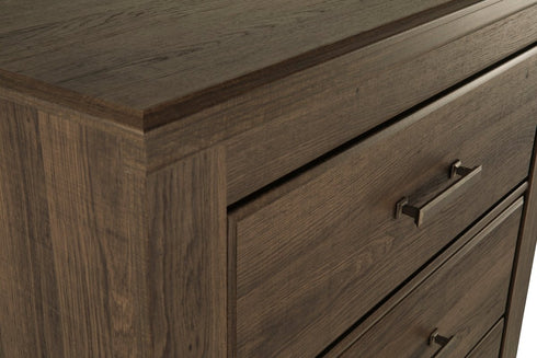 Juararo Dark Brown Five Drawer Chest - WCC Furniture & Mattress Center Lafayette & Lake Charles