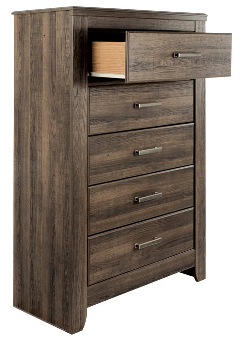 Juararo Dark Brown Five Drawer Chest - WCC Furniture & Mattress Center Lafayette & Lake Charles