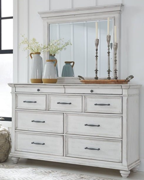 Kanwyn Whitewash Dresser & Mirror - WCC Furniture & Mattress Center Lafayette & Lake Charles