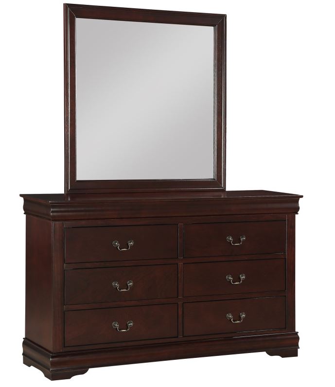 Louis Philip Cherry Twin bed, Dresser & mirror