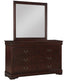 Louis Philip Cherry Bed, Dresser & Mirror - WCC Furniture & Mattress Center Lafayette & Lake Charles