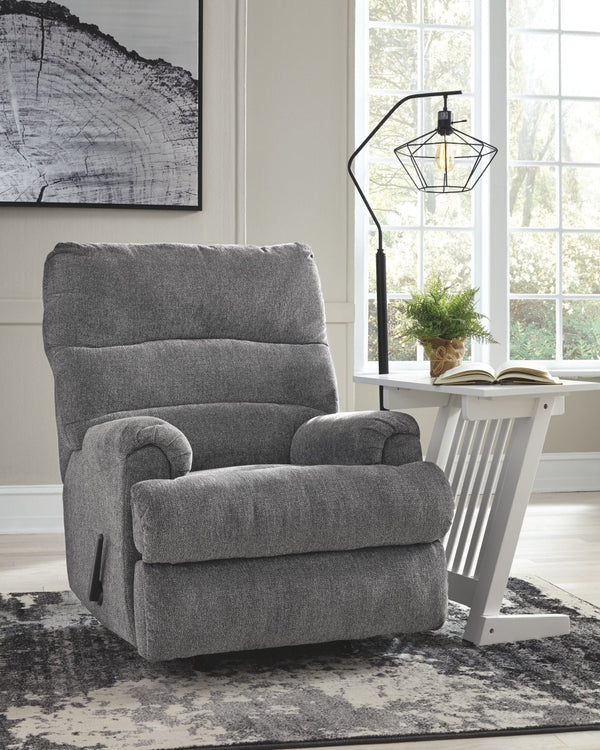 Man Fort Graphite Rocker Recliner - WCC Furniture & Mattress Center Lafayette & Lake Charles