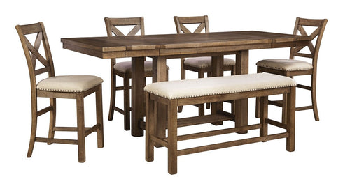 Moriville 6 PC Counter Height Set - WCC Furniture & Mattress Center Lafayette & Lake Charles