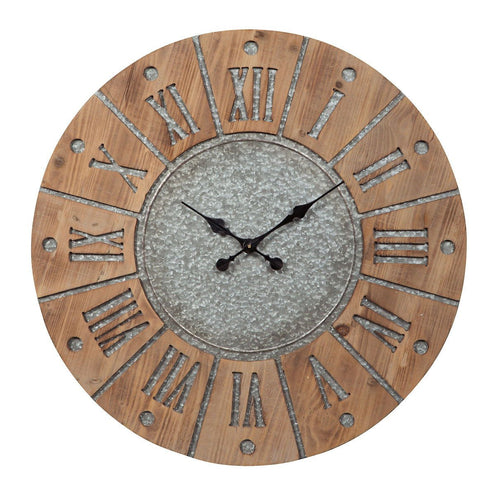 Payson Antique Gray/Natural Wall Clock - WCC Furniture & Mattress Center Lafayette & Lake Charles