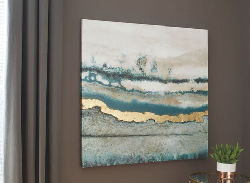 Praveen Blue Spruce/White Wall Art - WCC Furniture & Mattress Center Lafayette & Lake Charles