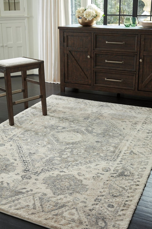 Precia Gray/Cream Large Rug - WCC Furniture & Mattress Center Lafayette & Lake Charles
