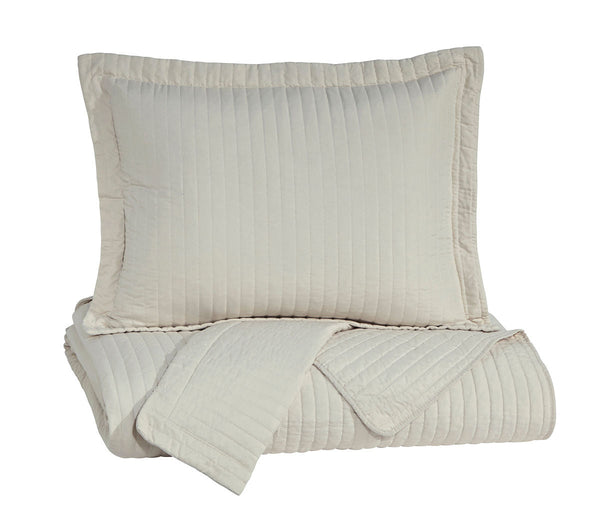 Raleda Buff King Coverlet Set - WCC Furniture & Mattress Center Lafayette & Lake Charles