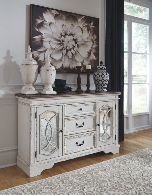 Realyn Chipped White Dining Room Server - WCC Furniture & Mattress Center Lafayette & Lake Charles