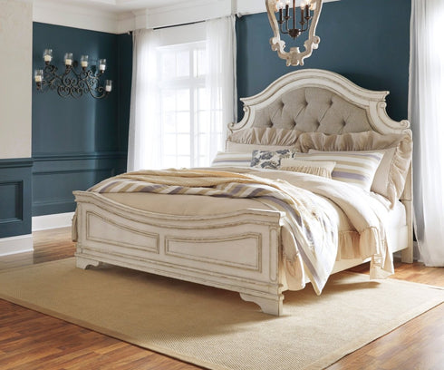 Realyn Upholstered Panel Bed, Dresser & Mirror - WCC Furniture & Mattress Center Lafayette & Lake Charles
