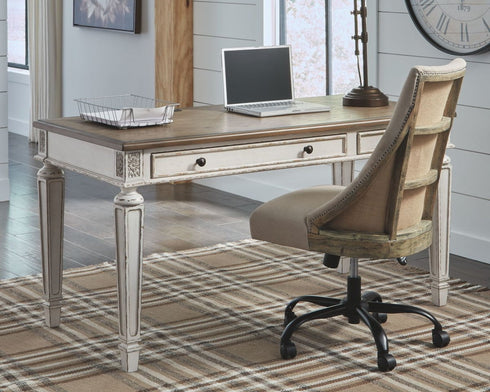 Realyn White/Brown Home Office Desk - WCC Furniture & Mattress Center Lafayette & Lake Charles