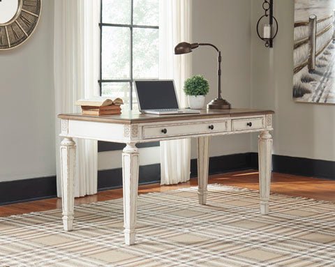 Realyn White/Brown Home Office Lift Top Desk - WCC Furniture & Mattress Center Lafayette & Lake Charles