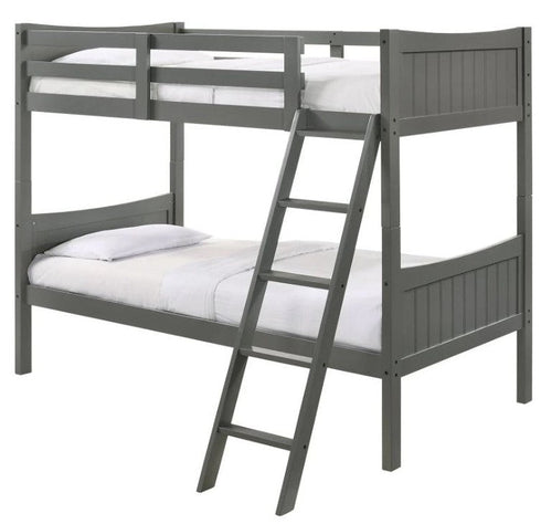 Sami Grey Twin/Twin Bunk Bed w/Ladder - WCC Furniture & Mattress Center Lafayette & Lake Charles