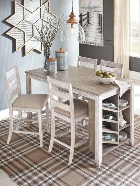 Skempton White/Light Brown 5 Piece Rectangular Counter Table with Storage - WCC Furniture & Mattress Center Lafayette & Lake Charles