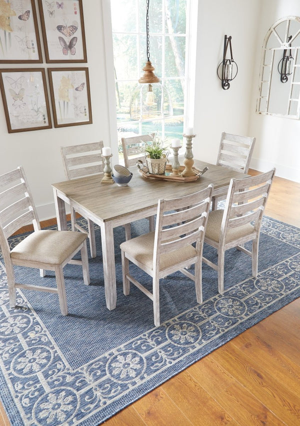 Skempton White/Light Brown 7 Piece Dining Room Table Set - WCC Furniture & Mattress Center Lafayette & Lake Charles