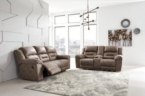 Stoneland Fossil Reclining Loveseat w/Console - WCC Furniture & Mattress Center Lafayette & Lake Charles