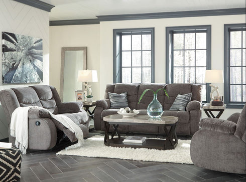 Tulen Gray Reclining Loveseat - WCC Furniture & Mattress Center Lafayette & Lake Charles