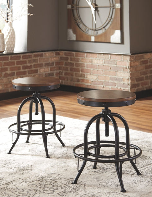 Valebeck Brown/Black Swivel Barstool (Set of 2) - WCC Furniture & Mattress Center Lafayette & Lake Charles