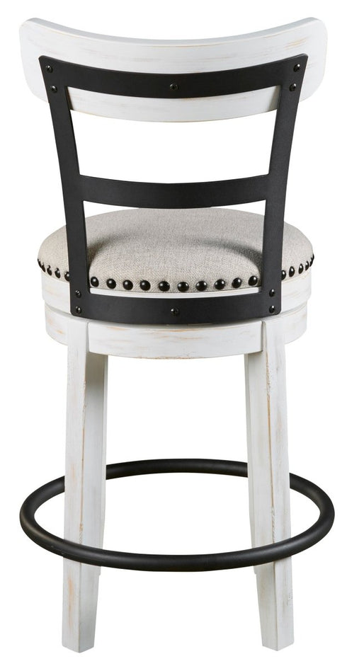 Valebeck White UPH Swivel Barstool (1 barstool) - WCC Furniture & Mattress Center Lafayette & Lake Charles