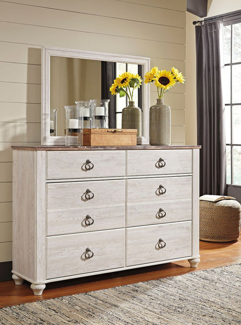 Willowton Two - Tone Dresser & Mirror - WCC Furniture & Mattress Center Lafayette & Lake Charles
