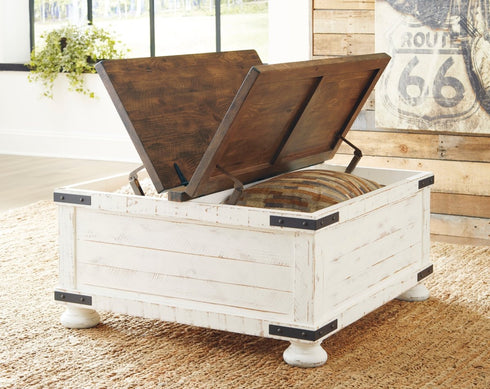 Wystfield White/Brown Cocktail Table with Storage - WCC Furniture & Mattress Center Lafayette & Lake Charles
