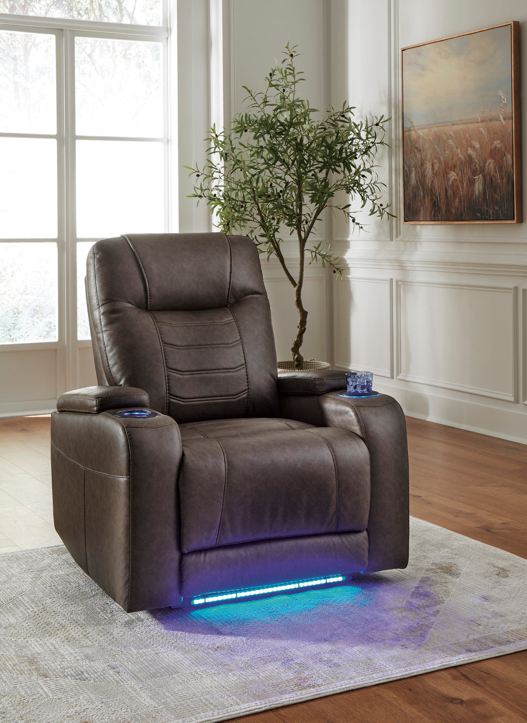 Schooner Rocks Umber Power Recliner w/ Adjustable Headrest