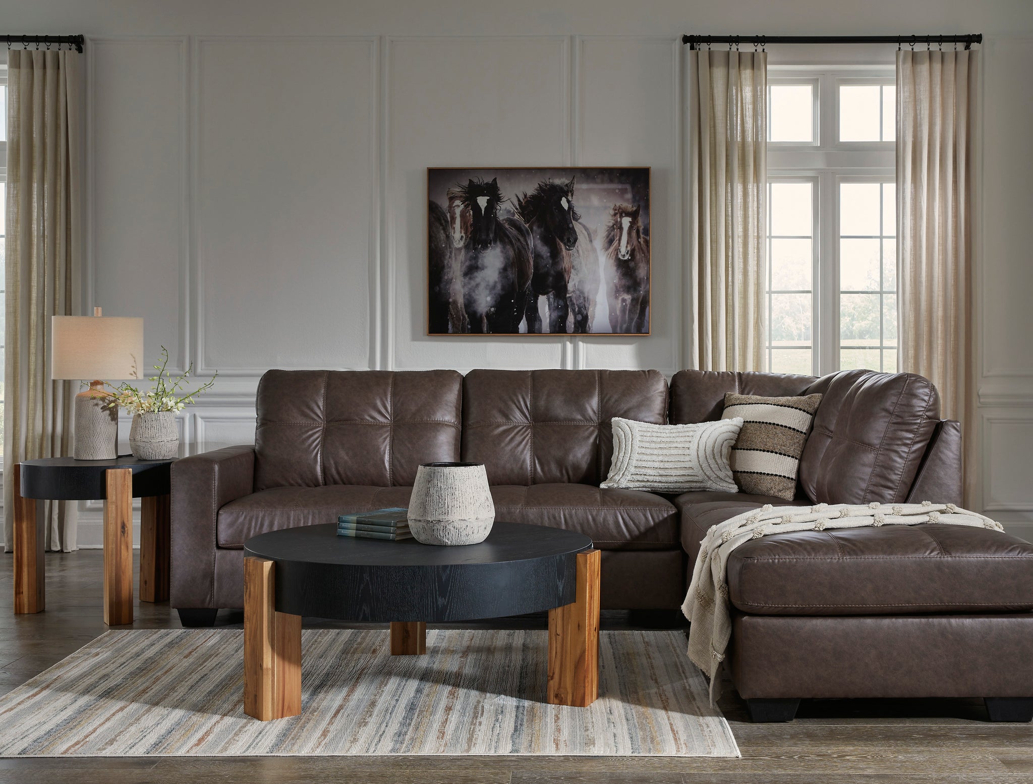 Barlin Mills Umber RAF Chaise Sectional WCC Furniture & Mattress Center