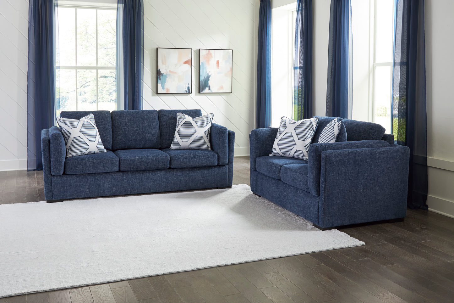 Evansley Navy Sofa & Loveseat