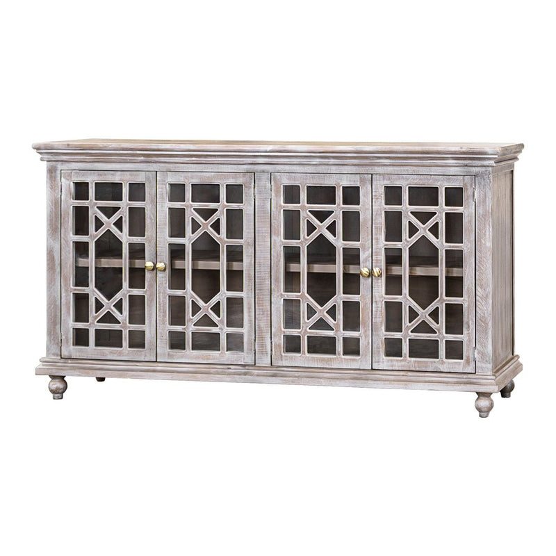 72" Glass Door Fossil Gray Console - WCC Furniture & Mattress Center Lafayette & Lake Charles