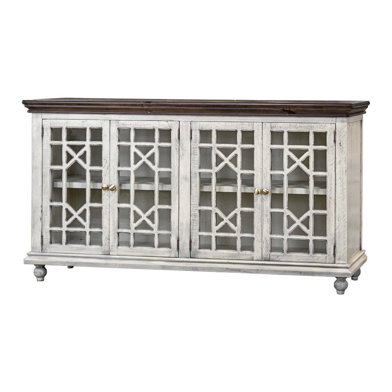 72" Glass Door Stone Limewash Top Console - WCC Furniture & Mattress Center Lafayette & Lake Charles