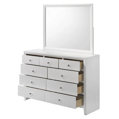 Denker Evan White Dresser & Mirror
