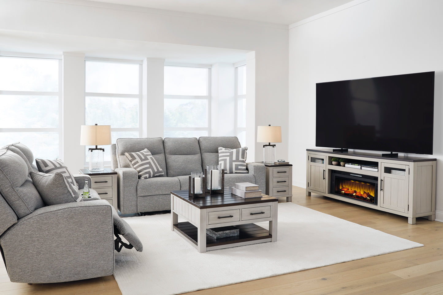 Biscoe Power Reclining Sofa & Loveseat w/Adj Headrest