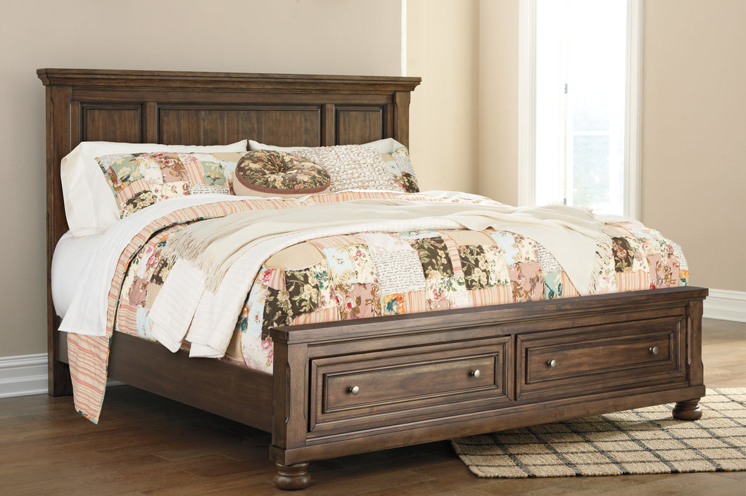 Flynnter Medium Brown Queen Platform Storage Bed