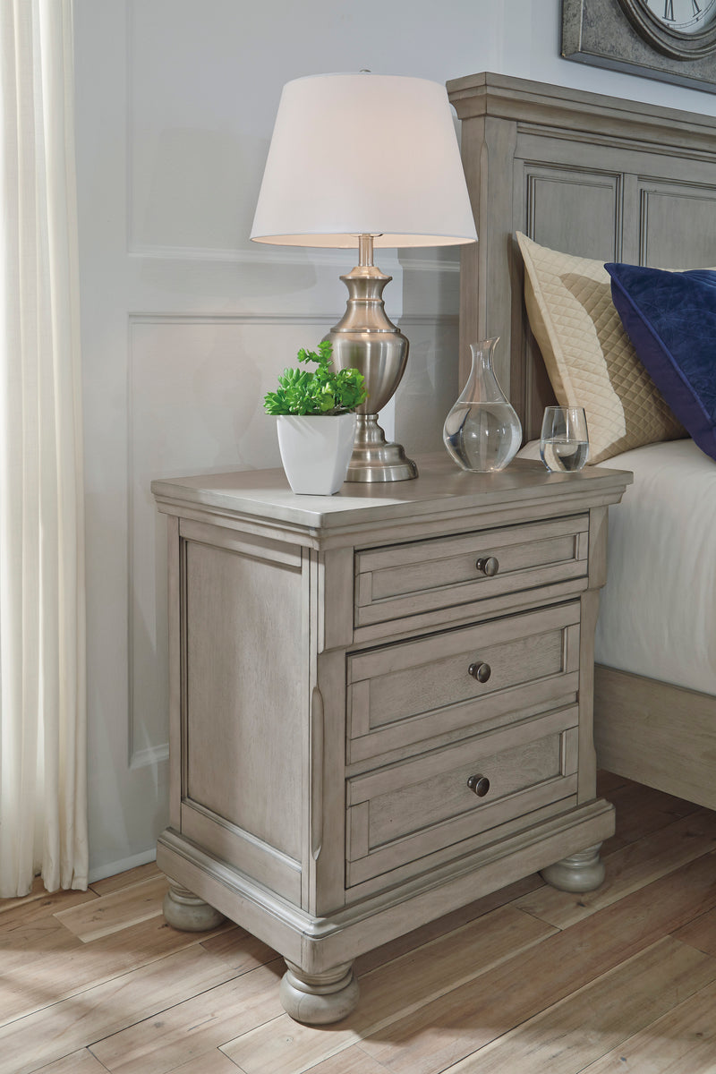 Lettner Light Gray Two Drawer Night Stand