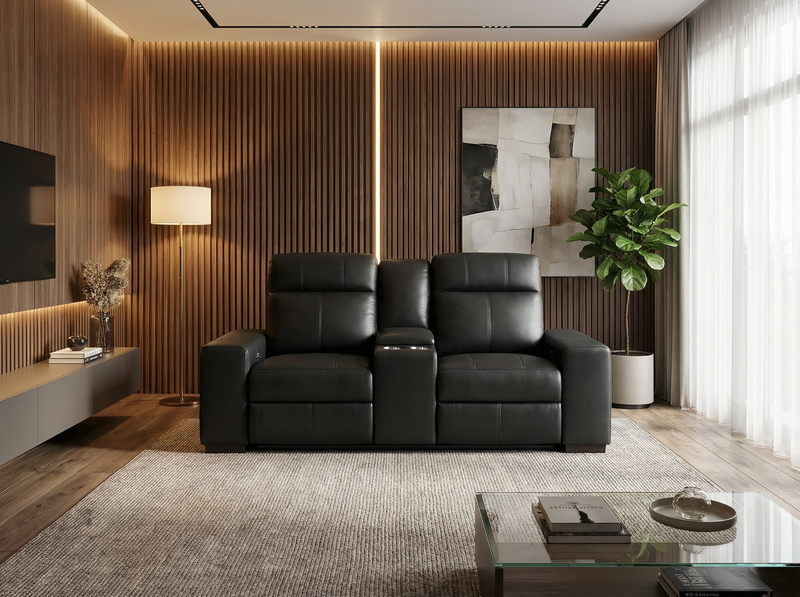 Ferrara Black Power Reclining Loveseat