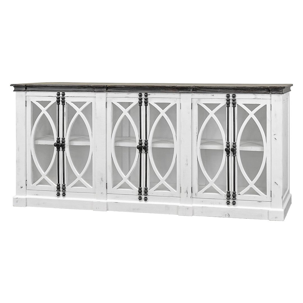 Pescara 6 Door Sanded White/Weathered Wood Console