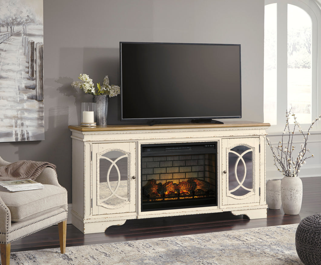 Realyn Chipped X-Large TV Stand with Electric Fireplace