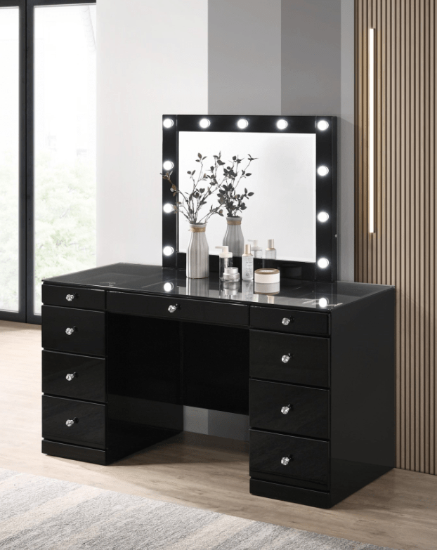 Avery Black Vanity Set - WCC Furniture & Mattress Center Lafayette & Lake Charles