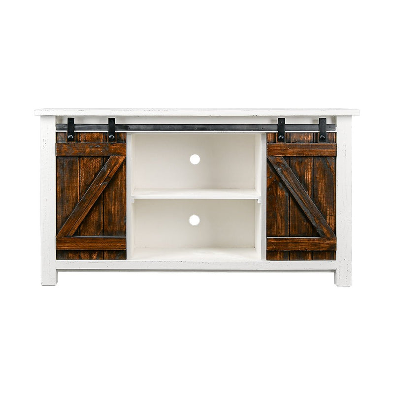 Barn Door TV Stand w/ Tobacco Doors - WCC Furniture & Mattress Center Lafayette & Lake Charles