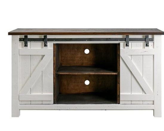 Barn Door TV Stand w/ Tobacco Top - WCC Furniture & Mattress Center Lafayette & Lake Charles