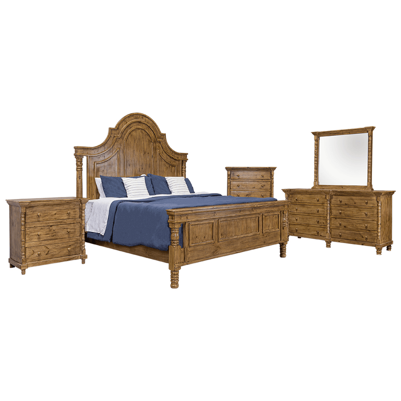 Beasley Smooth Pecan King Bed, Dresser & Mirror - WCC Furniture & Mattress Center Lafayette & Lake Charles