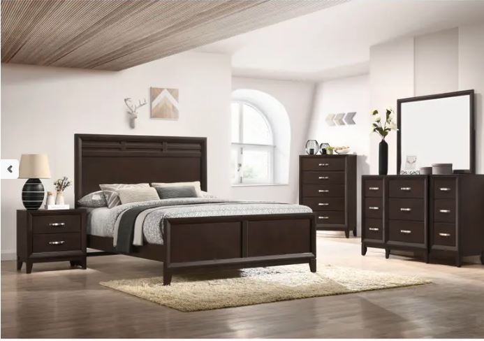 Beaumont Merlot King Bed, Dresser & Mirror