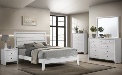 Evan White King Bed, Dresser & Mirror